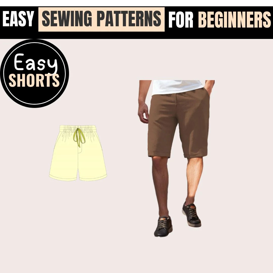 Easy Men's Shorts PDF Pattern, Mens Shorts Sewing Pattern PDF Easy, Beginner Men's Shorts Sewing Pattern PDF, Simple Men's Shorts PDF Pattern, Quick Sew Men's Shorts Pattern PDF, Men's Shorts Pattern PDF Easy to Follow