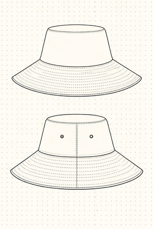 Bucket Hat PDF: 3 - File Reversible Structural Blueprint | HappyOff - Happyoff