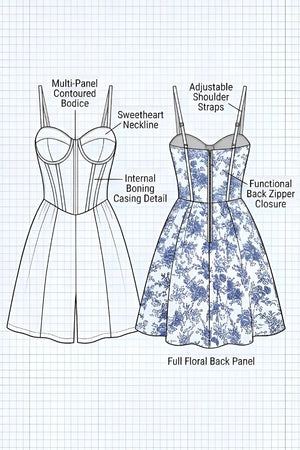 Corset Dress PDF: 3 - File Multi - Panel Structural Blueprint | HappyOff - Happyoff