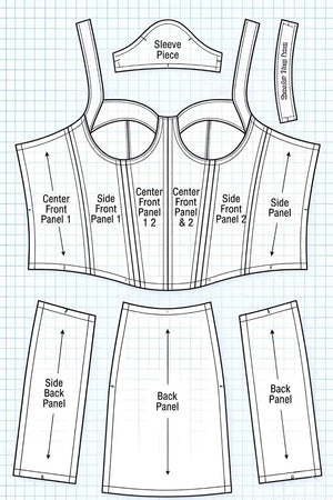 Corset Dress PDF: 3 - File Multi - Panel Structural Blueprint | HappyOff - Happyoff