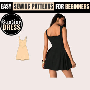 Easy Bustier Dress PDF Sewing Pattern - Beginner Friendly, Plus Sizes, Strapless, Printable A4, DIY Instructions
