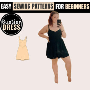 Easy Bustier Dress PDF Sewing Pattern - Beginner Friendly, Plus Sizes, Strapless, Printable A4, DIY Instructions