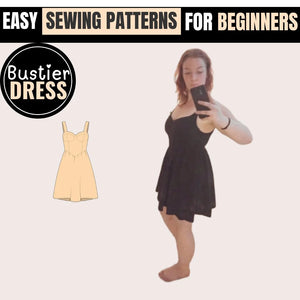 Easy Bustier Dress PDF Sewing Pattern - Beginner Friendly, Plus Sizes, Strapless, Printable A4, DIY Instructions