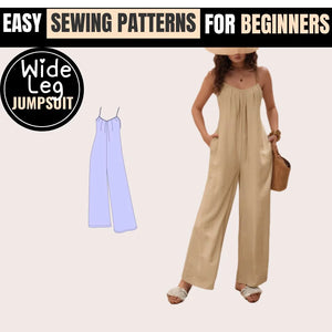 Stylish Wide Leg Jumpsuit, handmade with our PDF sewing pattern