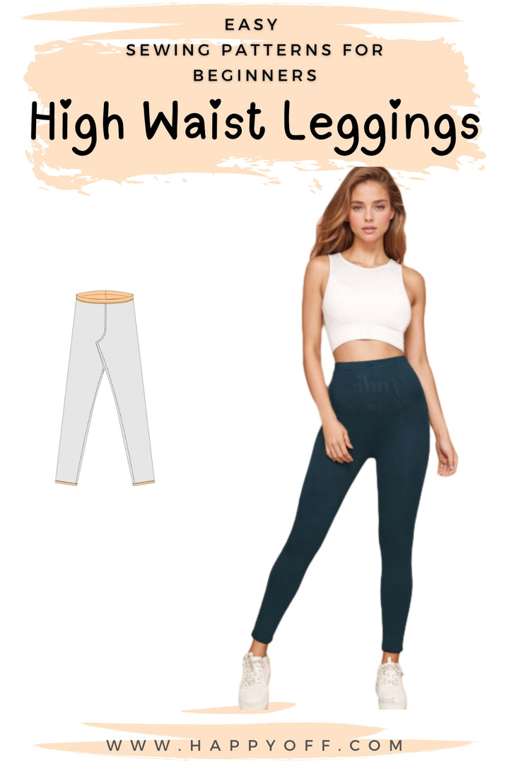 Leggings Pattern, High Waist Leggings Sewing Pattern, High Rise Leggings, High Waisted Leggings, Women's Leggings, Women pants