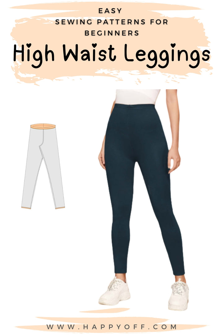 Leggings Pattern, High Waist Leggings Sewing Pattern, High Rise Leggings, High Waisted Leggings, Women's Leggings, Women pants