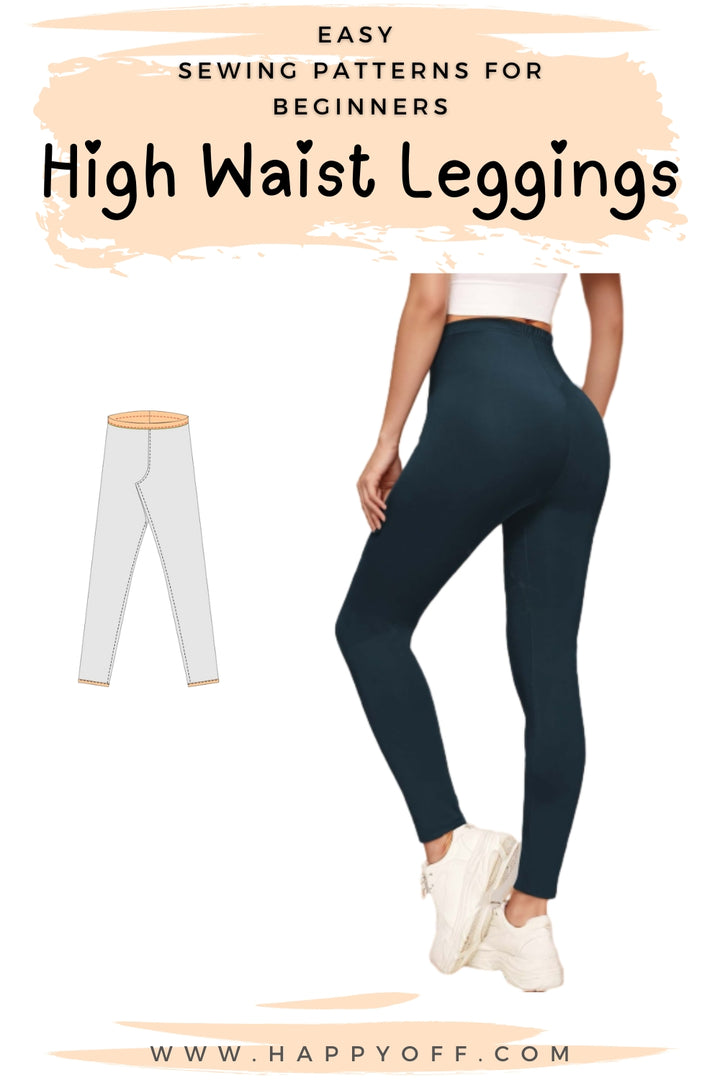 Leggings Pattern, High Waist Leggings Sewing Pattern, High Rise Leggings, High Waisted Leggings, Women's Leggings, Women pants