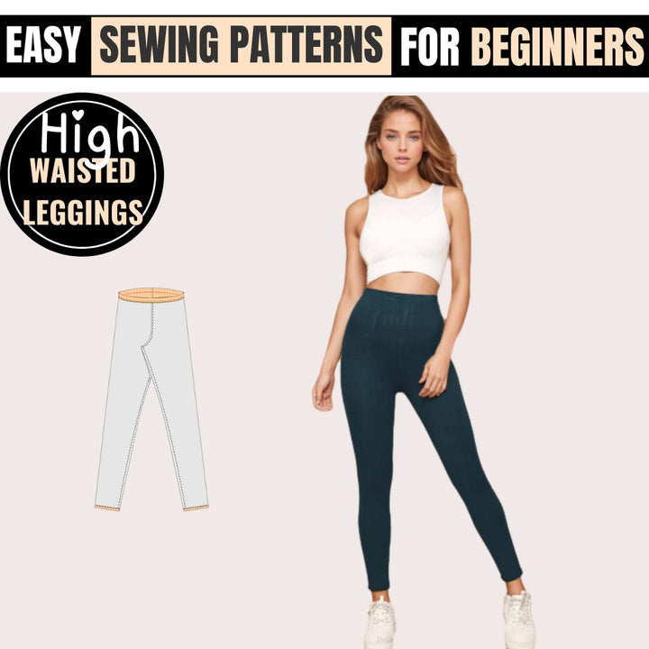 Leggings Pattern, High Waist Leggings Sewing Pattern, High Rise Leggings, High Waisted Leggings, Women's Leggings, Women pants