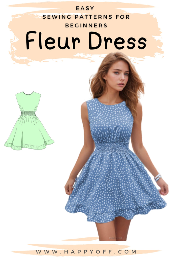 A-Line Dress Pattern, Summer Dress Sewing Pattern, Dress Sewing Pattern, Women Sewing Pattern, Sleeveless Dress, Mini Dress Pattern