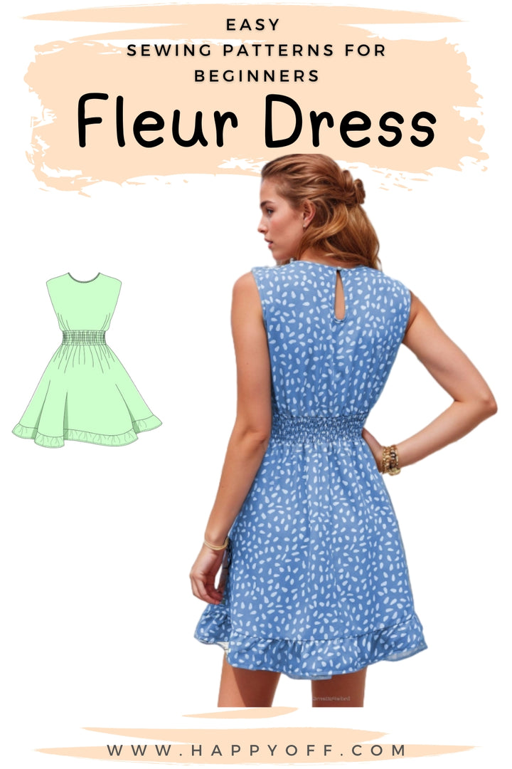 A-Line Dress Pattern, Summer Dress Sewing Pattern, Dress Sewing Pattern, Women Sewing Pattern, Sleeveless Dress, Mini Dress Pattern