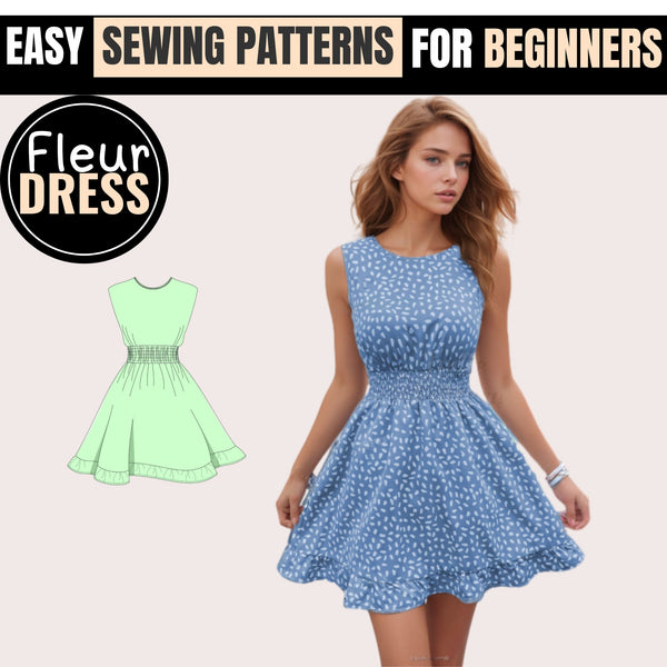 A-Line Dress Pattern, Summer Dress Sewing Pattern, Dress Sewing Pattern, Women Sewing Pattern, Sleeveless Dress, Mini Dress Pattern