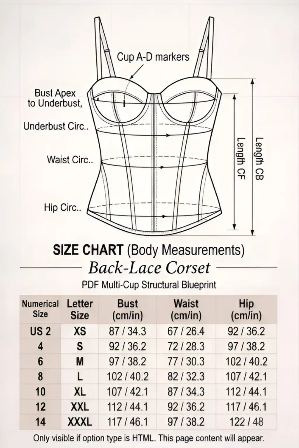 Back Lace Corset PDF: 3 - File Multi - Cup Structural Blueprint | HappyOff - Happyoff