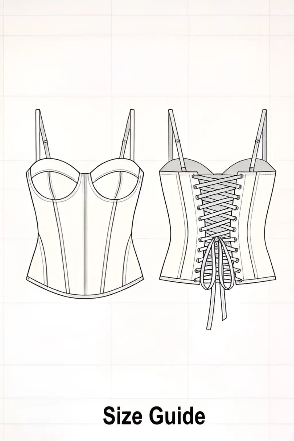 Back Lace Corset PDF: 3 - File Multi - Cup Structural Blueprint | HappyOff - Happyoff