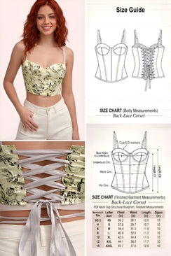 Back Lace Corset PDF: 3 - File Multi - Cup Structural Blueprint | HappyOff - Happyoff