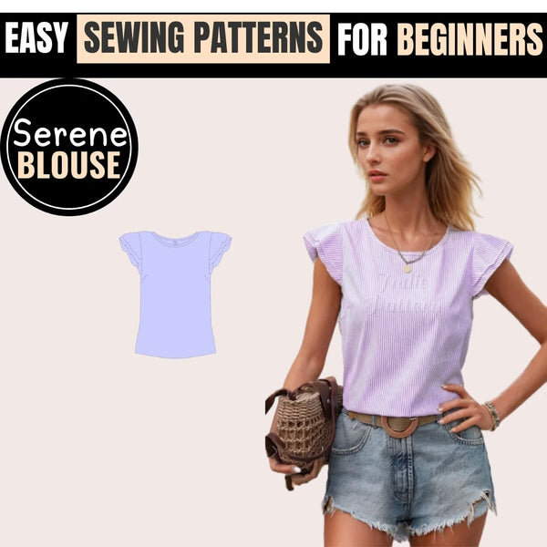 Quick & Easy Blouse Sewing Pattern (PDF Download) for Beginners (XS-XXXL) - Sew in 2 Hours