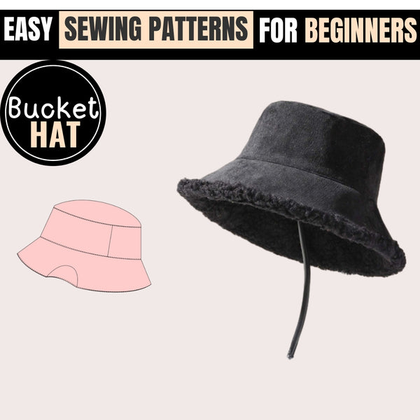 Bucket Hat Pattern, Sun Hat Sewing Pattern, Reversible Bucket Hat, Hat Pattern, Sewing Patterns, Beginner Sewing Pattern Bucket Hat