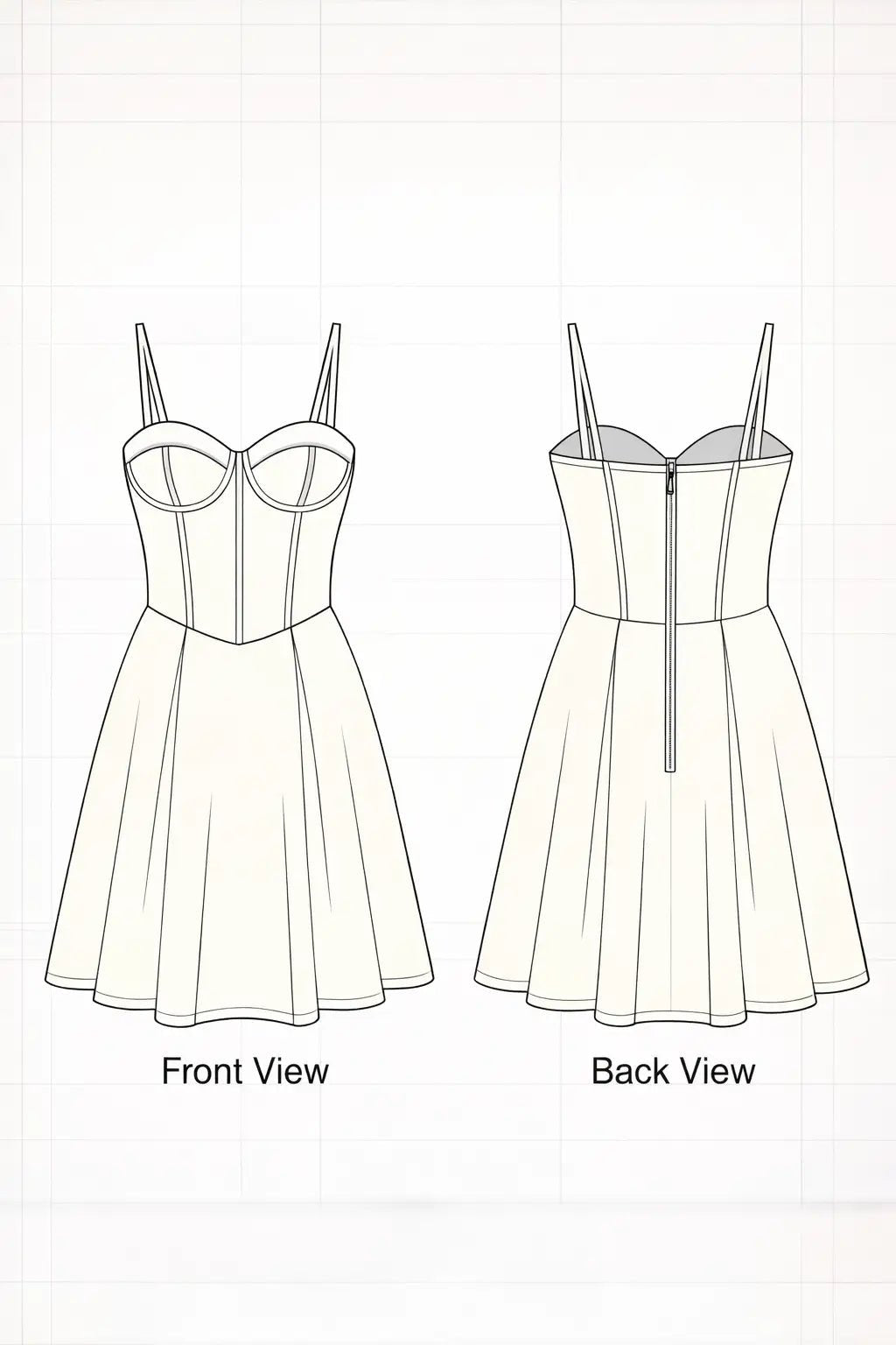 Bustier Dress PDF: 3 - File Multi - Cup Structural Blueprint | HappyOff - Happyoff
