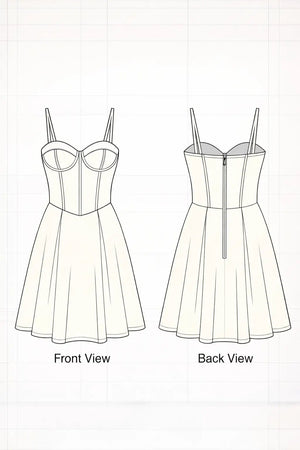 Bustier Dress PDF: 3 - File Multi - Cup Structural Blueprint | HappyOff - Happyoff