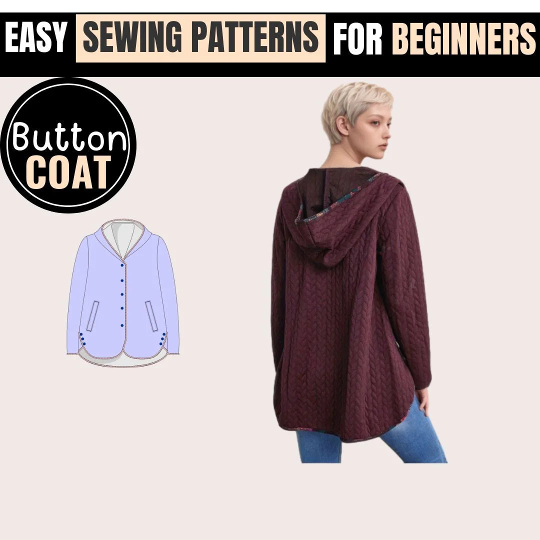 Button Coat PDF: Easy, Fast, All Sizes - Sew Your Own Style | HappyOff ...