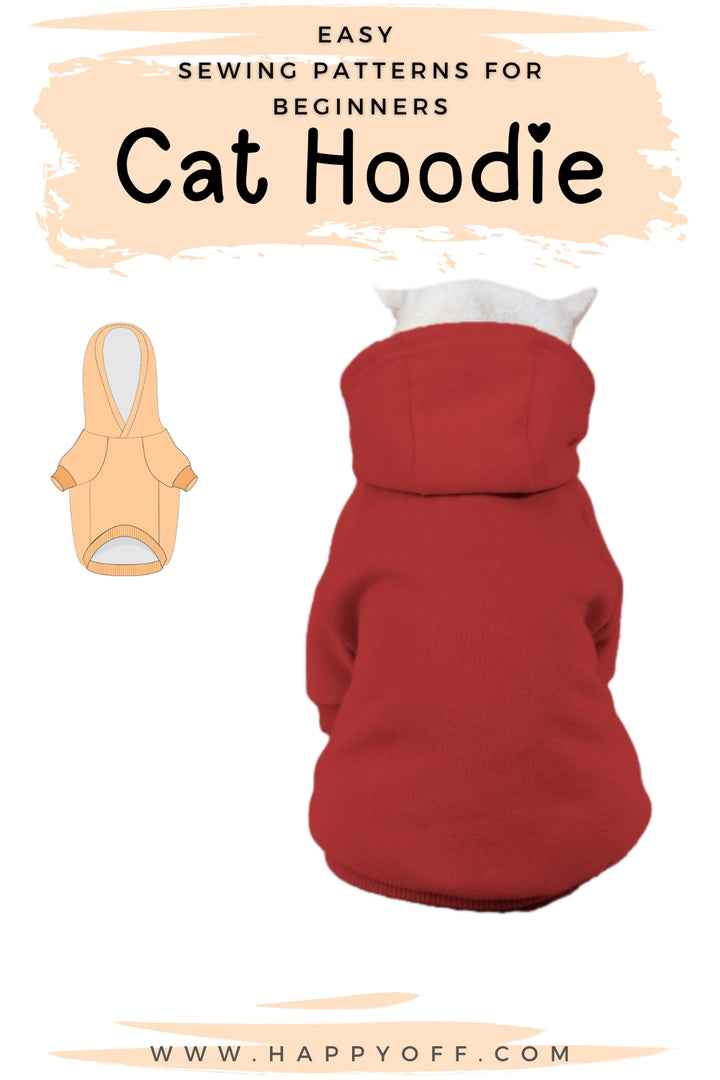 Cat Pattern, Cat Hoodie Sewing Pattern, Sewing Pattern Pet, Pattern for Cat, Pet Pattern, Sewing pattern for Cat, Cat Hoodie