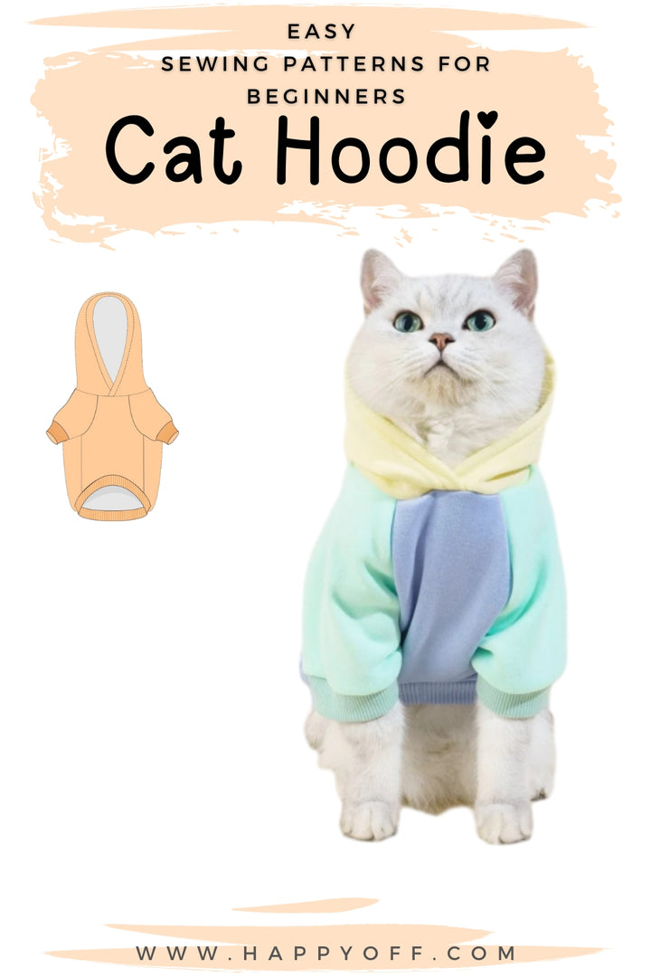 Cat Pattern, Cat Hoodie Sewing Pattern, Sewing Pattern Pet, Pattern for Cat, Pet Pattern, Sewing pattern for Cat, Cat Hoodie