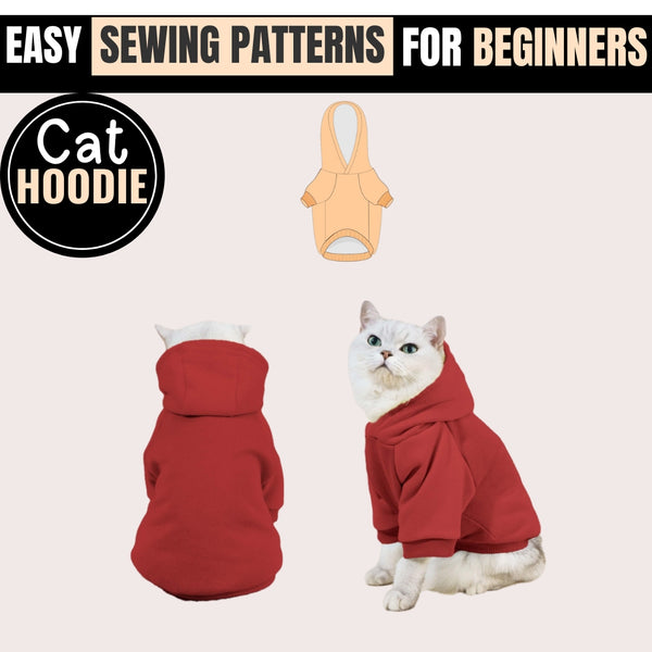 Cat Pattern, Cat Hoodie Sewing Pattern, Sewing Pattern Pet, Pattern for Cat, Pet Pattern, Sewing pattern for Cat, Cat Hoodie