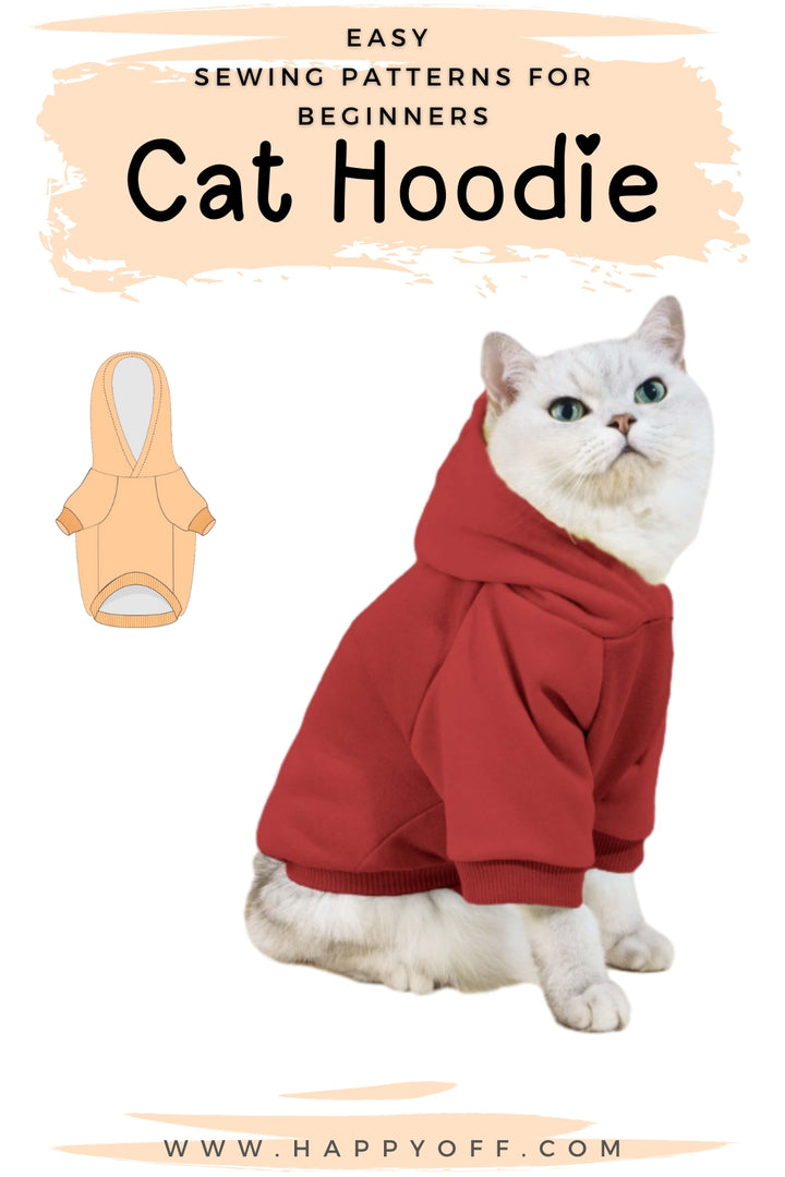 Cat Pattern, Cat Hoodie Sewing Pattern, Sewing Pattern Pet, Pattern for Cat, Pet Pattern, Sewing pattern for Cat, Cat Hoodie