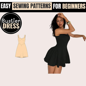Easy Bustier Dress PDF Sewing Pattern - Beginner Friendly, Plus Sizes, Strapless, Printable A4, DIY Instructions