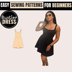 Easy Bustier Dress PDF Sewing Pattern - Beginner Friendly, Plus Sizes, Strapless, Printable A4, DIY Instructions