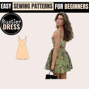 Easy Bustier Dress PDF Sewing Pattern - Beginner Friendly, Plus Sizes, Strapless, Printable A4, DIY Instructions