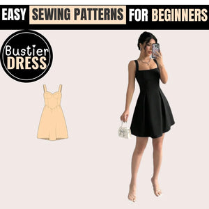 Easy Bustier Dress PDF Sewing Pattern - Beginner Friendly, Plus Sizes, Strapless, Printable A4, DIY Instructions