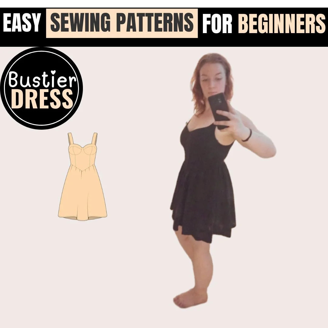 Easy Bustier Dress PDF Sewing Pattern - Beginner Friendly, Plus Sizes, Strapless, Printable A4, DIY Instructions