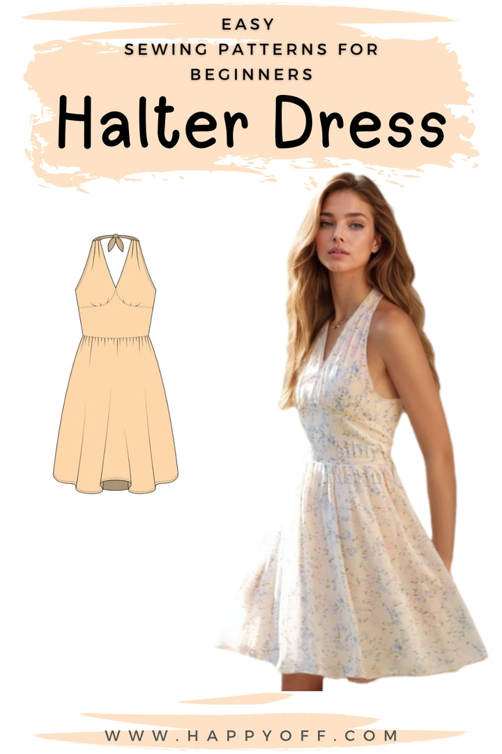 Halter Dress Pattern, Dress Pattern, Women Pattern, Dress Sewing Pattern for Women, Spring Dress, Summer Dress, Midi Dress