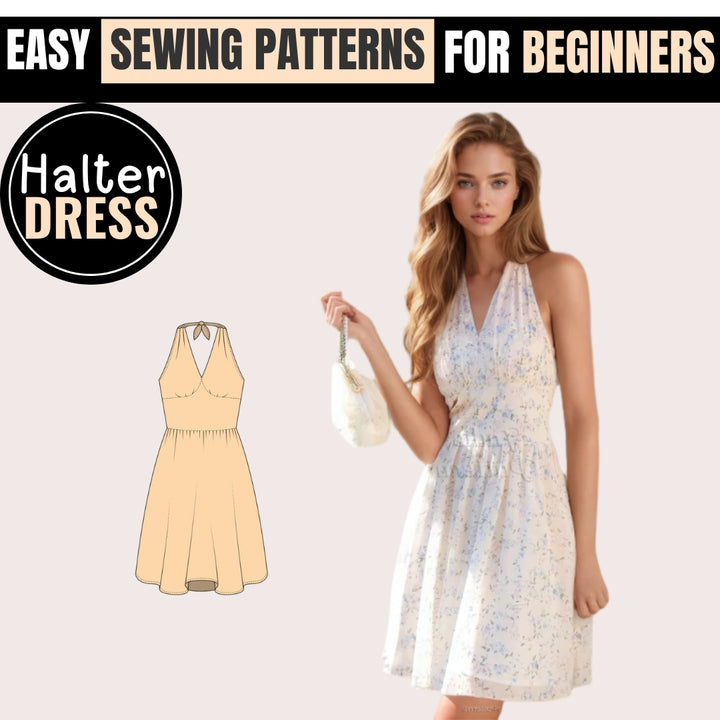 Halter Dress Pattern, Dress Pattern, Women Pattern, Dress Sewing Pattern for Women, Spring Dress, Summer Dress, Midi Dress