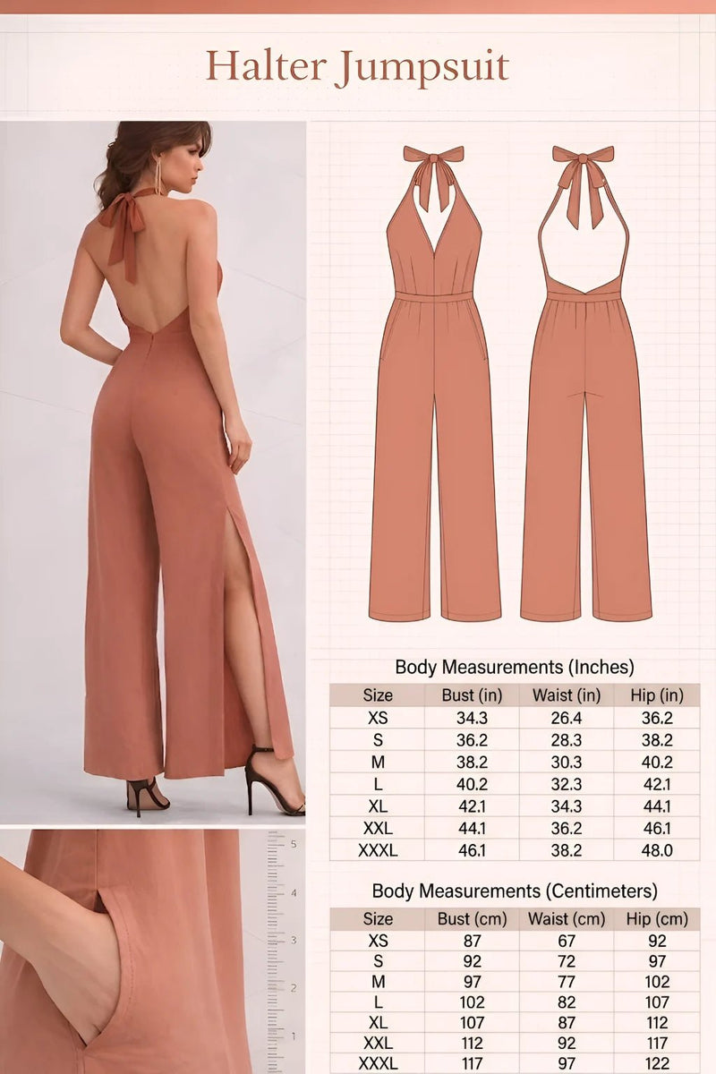 Halter Jumpsuit PDF: 3 - File Projector - Ready Wide - Leg Blueprint | HappyOff - Happyoff