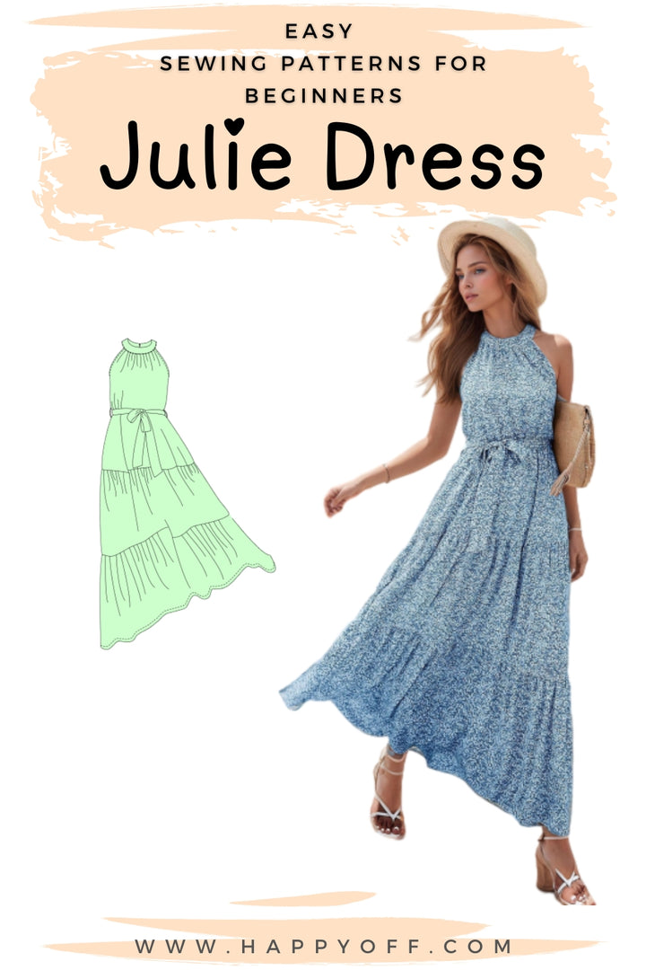 Halter Maxi Dress Pattern, Summer Dress, Dress Sewing Pattern, Women Sewing Pattern, Sleeveless Dress, Sewing Patterns PDF Dress