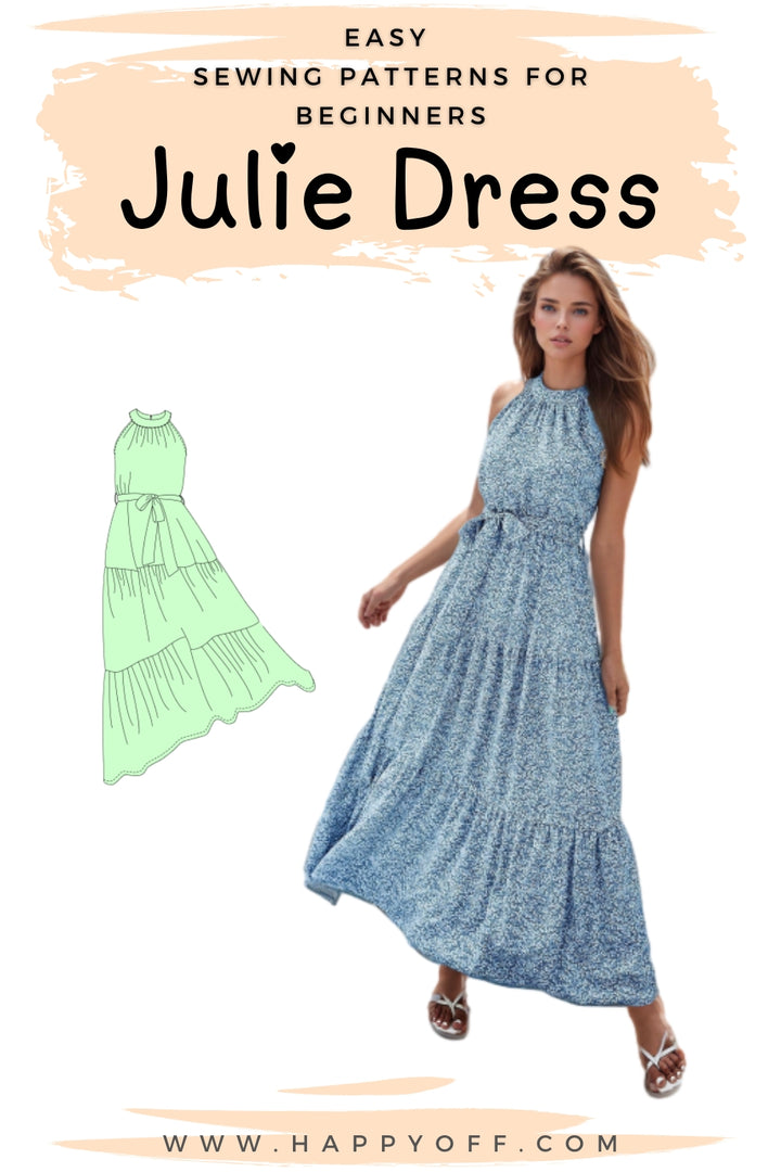 Halter Maxi Dress Pattern, Summer Dress, Dress Sewing Pattern, Women Sewing Pattern, Sleeveless Dress, Sewing Patterns PDF Dress