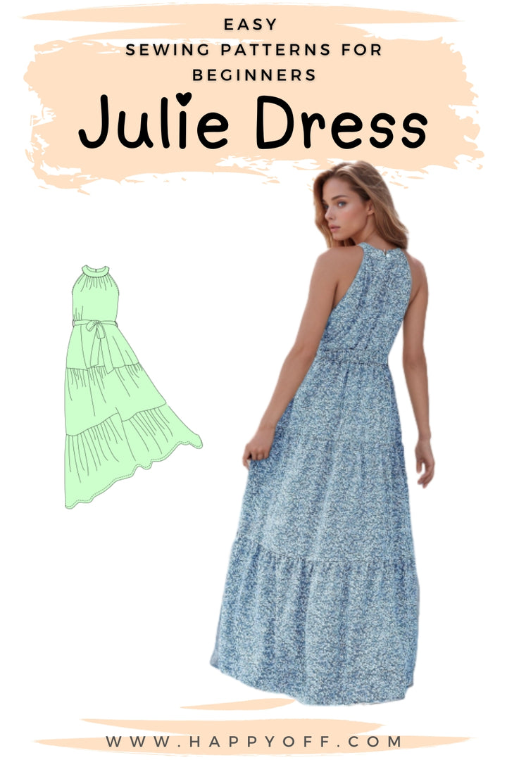 Halter Maxi Dress Pattern, Summer Dress, Dress Sewing Pattern, Women Sewing Pattern, Sleeveless Dress, Sewing Patterns PDF Dress