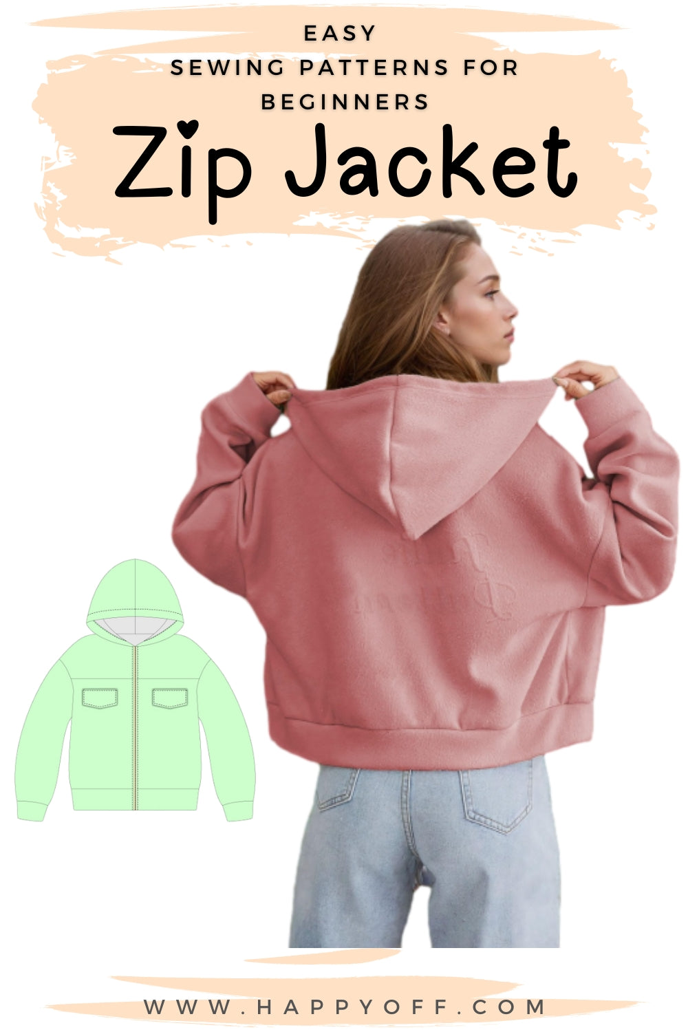 Jacket Pattern, Sewing Patterns, Women Patterns, Hoodie Sewing Pattern, Zip Jacket Pattern, Crop Jacket, Crop Hoodie, Pattern Jacket