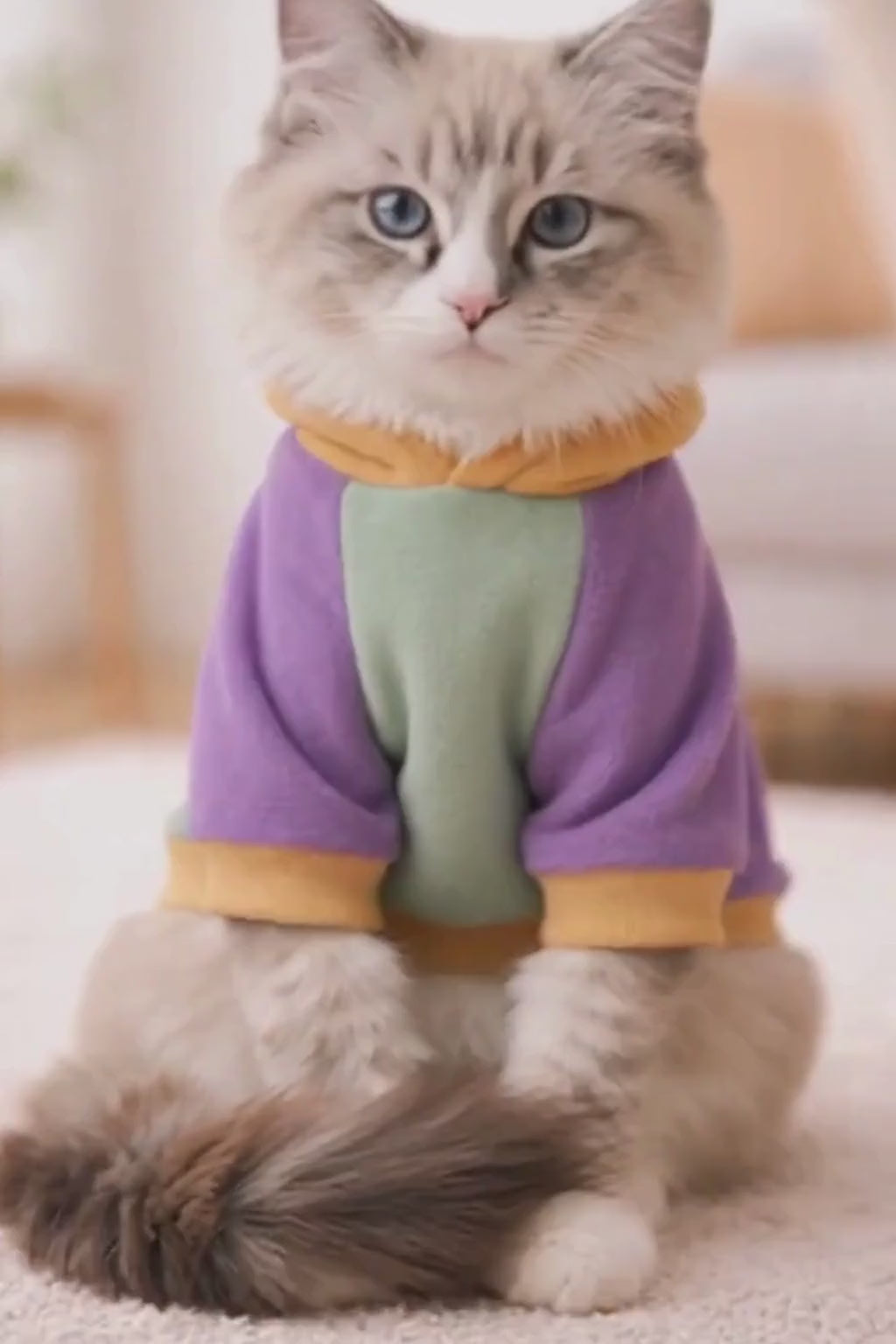 Movement lookbook showcasing the comfortable fit, structural silhouette, and cozy fleece materials of the DIY cat hoodie.