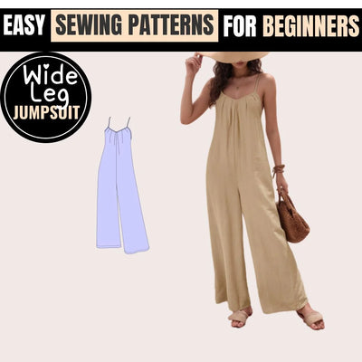 Stylish Wide Leg Jumpsuit, handmade with our PDF sewing pattern