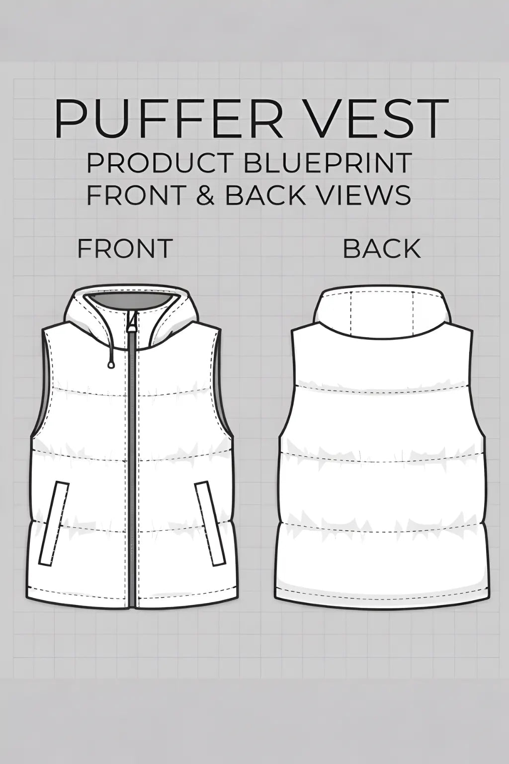 Puffer Vest PDF: Insulated Blueprint & 2 Welt Pockets | HappyOff - Happyoff