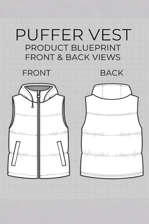 Puffer Vest PDF: Insulated Blueprint & 2 Welt Pockets | HappyOff - Happyoff