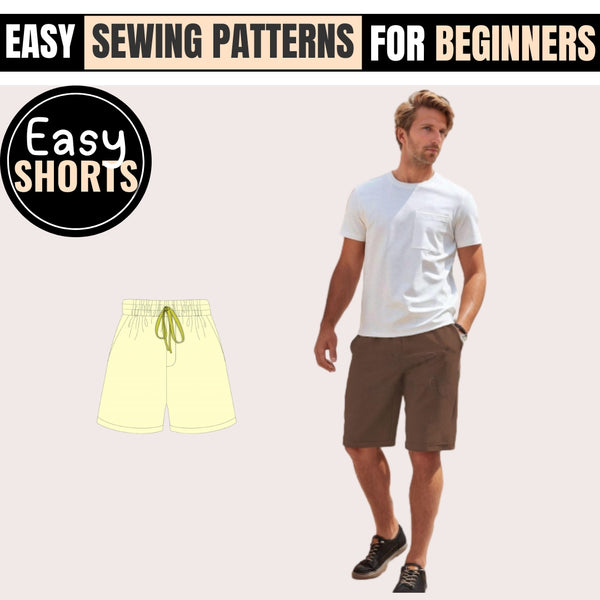 Shorts Pattern for Men, Men Sewing Pattern, Elastic Waistband Shorts Men PATTERN, Sewing Pattern Shorts Men, Shorts Pattern, Men Pattern