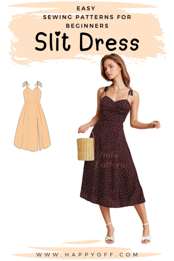 Slit Dress Pattern, Dress Pattern, Women Pattern, Strappy Dress, Prom Dress, Elegant Dress, Summer Dress Pattern, Sewing Patterns