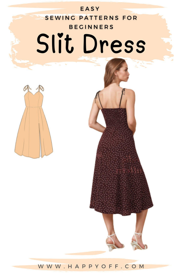 Slit Dress Pattern, Dress Pattern, Women Pattern, Strappy Dress, Prom Dress, Elegant Dress, Summer Dress Pattern, Sewing Patterns