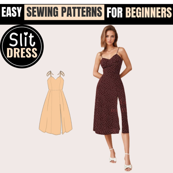 Slit Dress Pattern, Dress Pattern, Women Pattern, Strappy Dress, Prom Dress, Elegant Dress, Summer Dress Pattern, Sewing Patterns