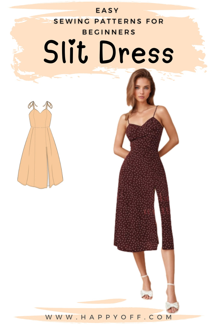 Slit Dress Pattern, Dress Pattern, Women Pattern, Strappy Dress, Prom Dress, Elegant Dress, Summer Dress Pattern, Sewing Patterns