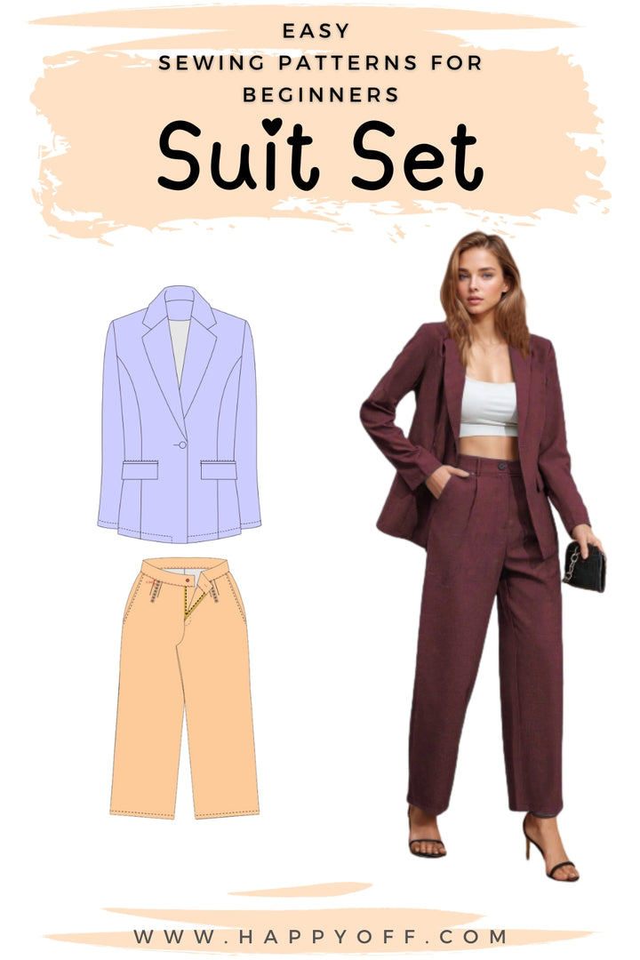 Suit Set Sewing Pattern, Blazer Sewing Pattern, Pants Pattern Women, Suit Pants Pattern, Women Sewing Pattern, Suit Patterns Women