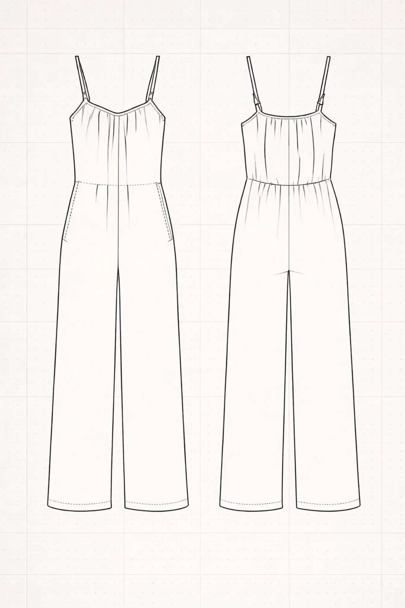 Wide Leg Jumpsuit PDF: High-Volume Architectural Blueprint | HappyOff - Happyoff